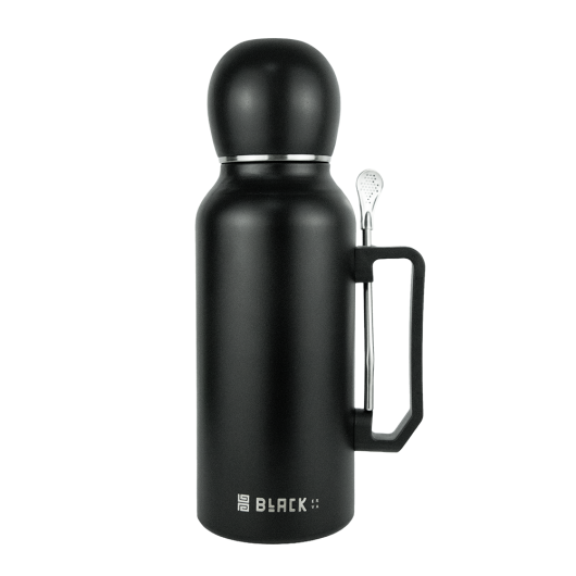Garrafa Térmica Inox Preta 1,3L - Aladin 3em1