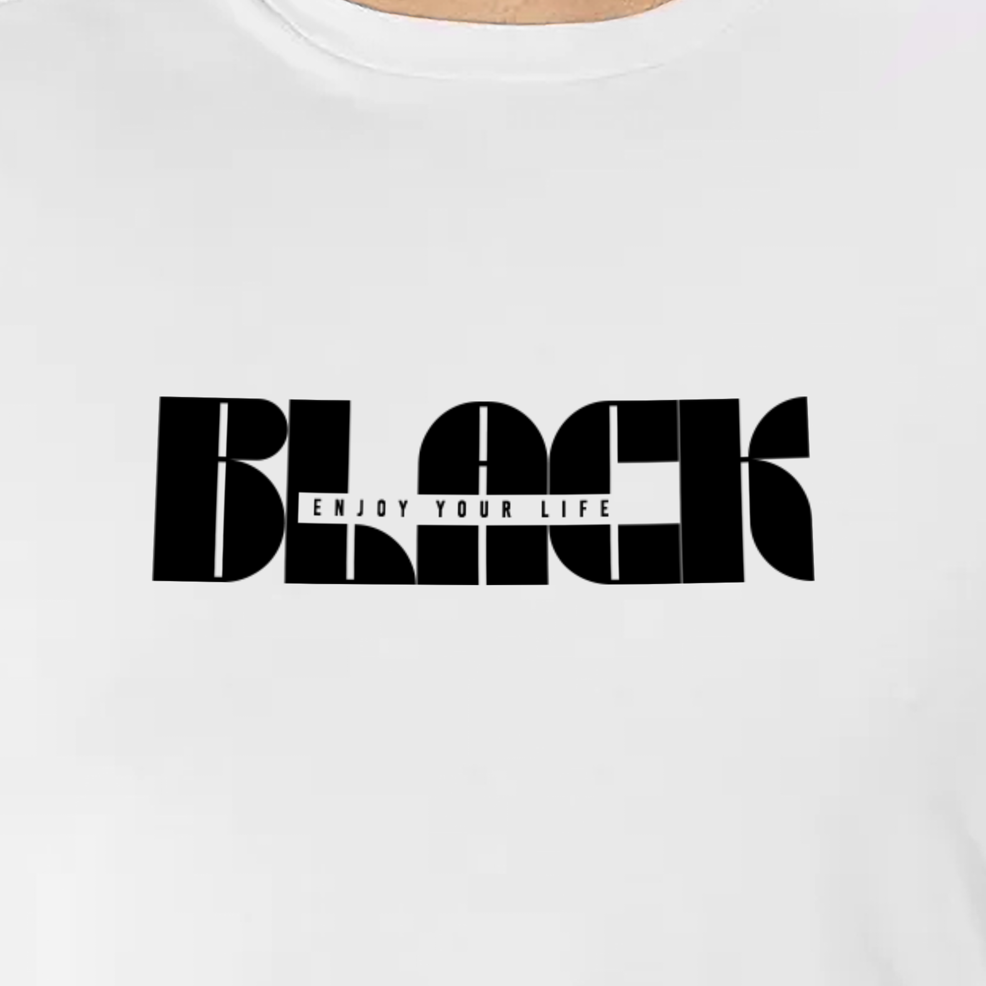 Camiseta Masculina ENJOY - Black Erva-Branco-XG