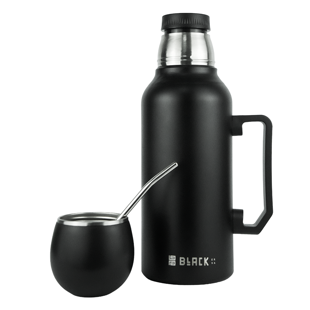 Garrafa Térmica Inox Preta 1,3L - Aladin 3em1