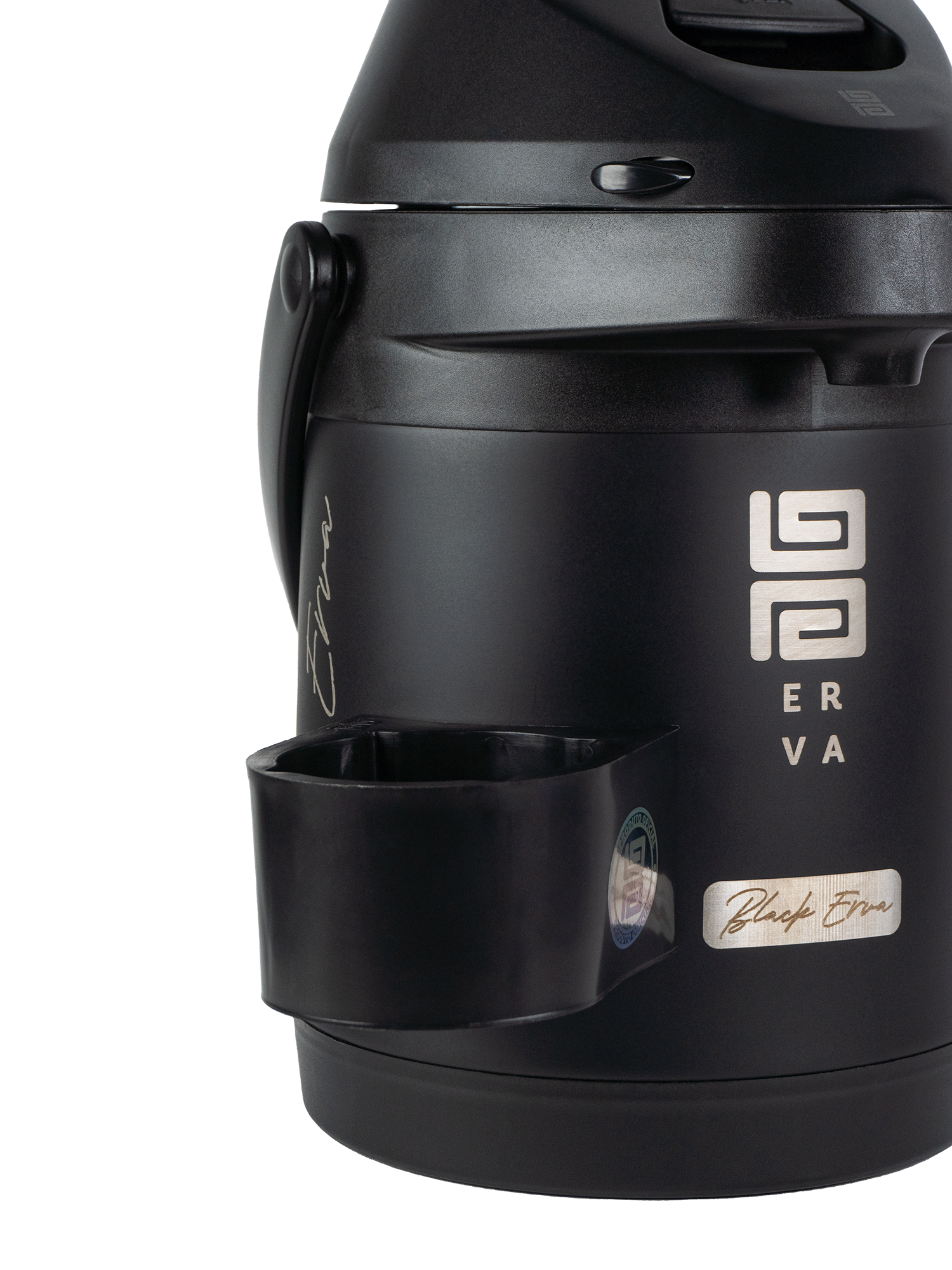 Kit Garrafa Inox Preto + Porta Copo