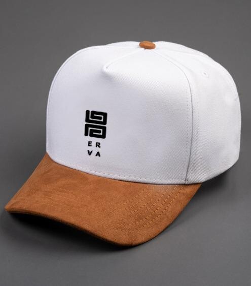 Boné  - Branco com aba Marrom Boné  - Branco com aba Marrom