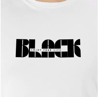 Camiseta Masculina ENJOY - Black Erva-Branco-XG
