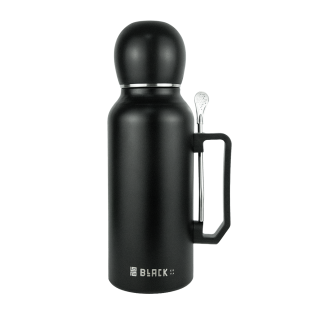 Garrafa Térmica Inox Preta 1,3L - Aladin 3em1