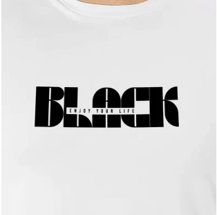Camiseta Masculina ENJOY - Black Erva-Branco-XG