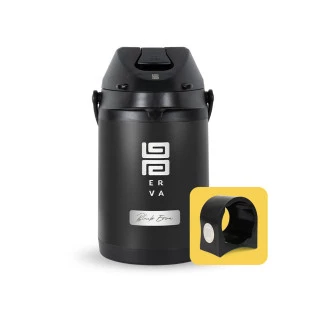 Kit Garrafa Inox Preto + Porta Copo